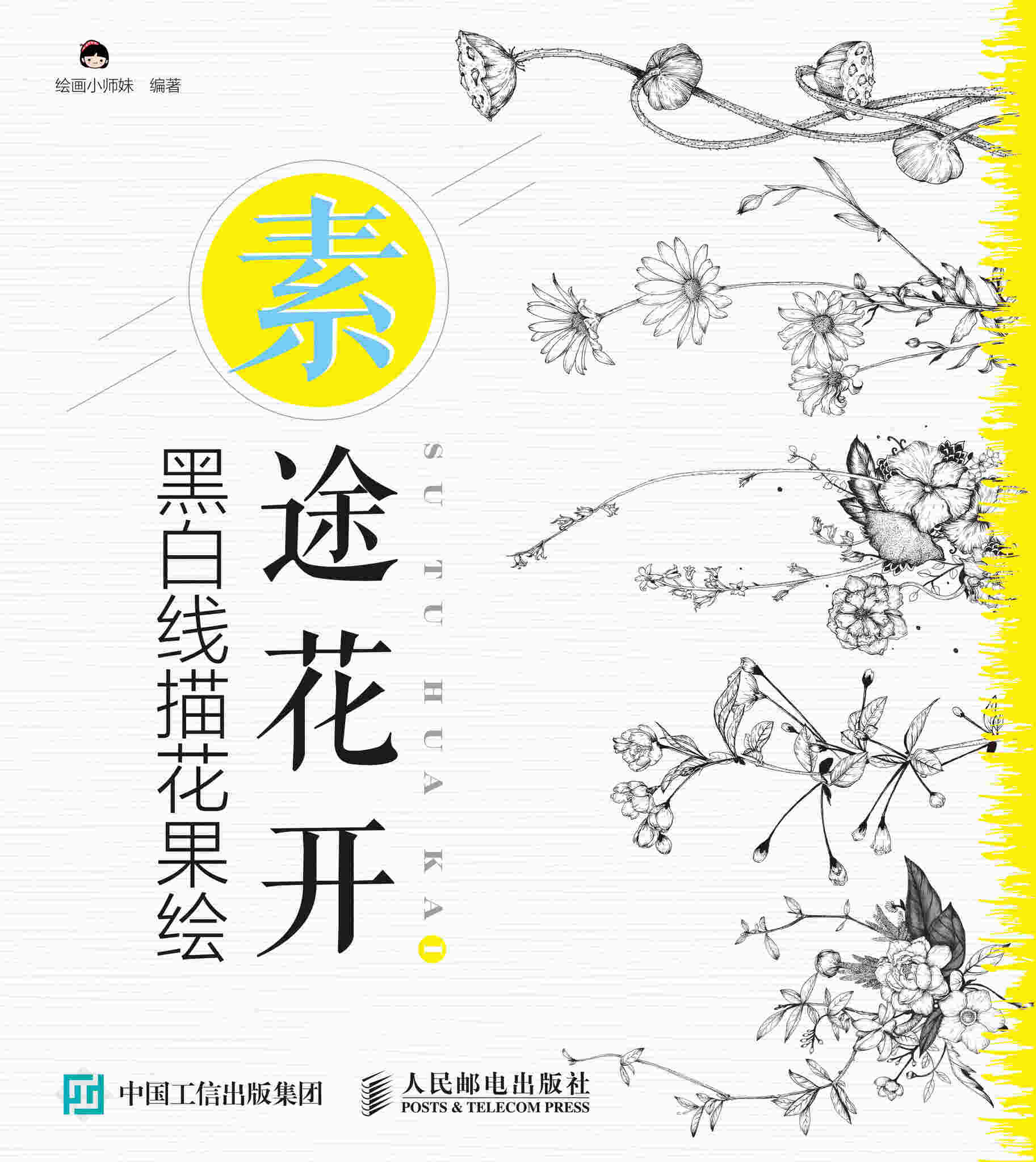 素途花开 黑白线描花果绘
