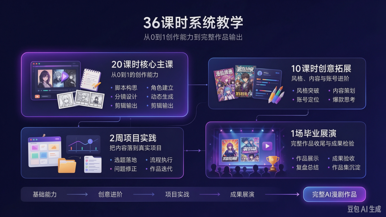 AI漫剧课程从0到1创作能力到完整作品输出的整体架构